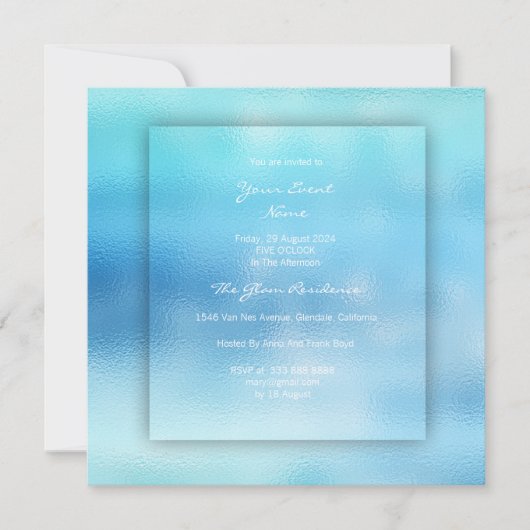 3-D Ombre Ocean Sky Blue Beach OCcean glas Kaart (Voorkant)