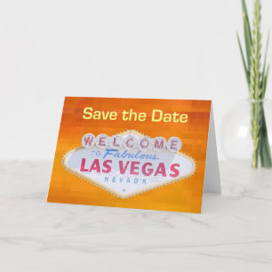 3 D Oranje Retro Save the Date Las Vegas Kaart