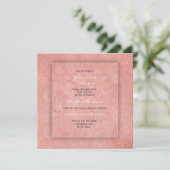 3-D Peach Coral Silver Stars Damask Vrijgezellenfe Kaart (Staand voorkant)