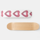 "3-D" Rode en roze harten Persoonlijk Skateboard (Horizontaal)