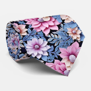 3 D roze bloemen Stropdas