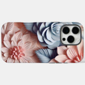 3-D roze en blauwe bloemen Case-Mate iPhone Case (Achterkant (horizontaal))