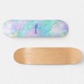 3-D Roze monogram, naam, Iridescent Sparkle Persoonlijk Skateboard (Horizontaal)