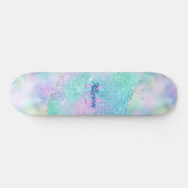 3-D Roze monogram, naam, Iridescent Sparkle Persoonlijk Skateboard (Horizontaal)
