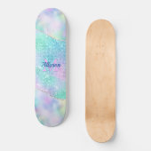 3-D Roze monogram, naam, Iridescent Sparkle Persoonlijk Skateboard (Voorkant)