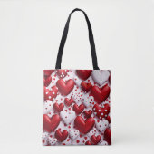 3-D Valentijn Heart Design Canvas tas (Voorkant)