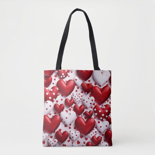 3-D Valentijn Heart Design Canvas tas (Voorkant)