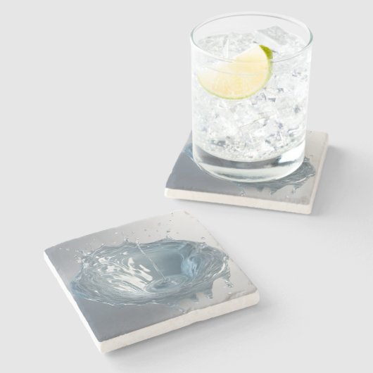 3-D water spatten Stenen Onderzetter (Zijkant)