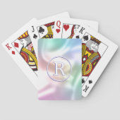 3-D White Monogram in Circle, Iridescent Pokerkaarten (Achterkant)