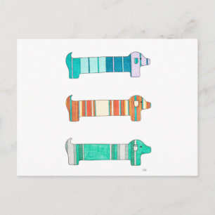 3 Dachshund Color Study #1 Briefkaart