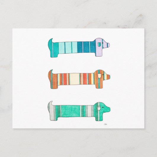 3 Dachshund Color Study #1 Briefkaart (Voorkant)