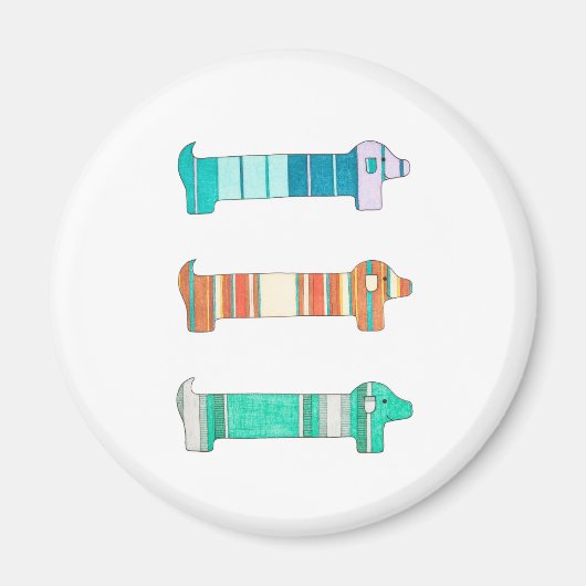 3 Dachshund Color Study #1 Magnet (Voorkant)