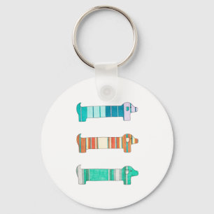 3 Dachshund Color Study #1 Sleutelhanger