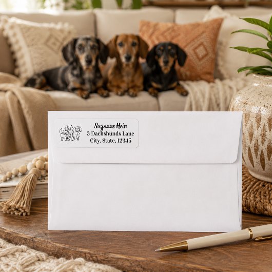 3 Dachshunds Doodle Etiket