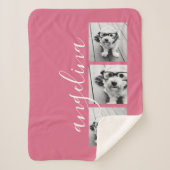 3 de Collage van de foto KAN achtergrondroze Sherpa Deken (Voorkant)