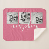 3 de Collage van de foto KAN achtergrondroze Sherpa Deken (Voorkant (horizontaal))