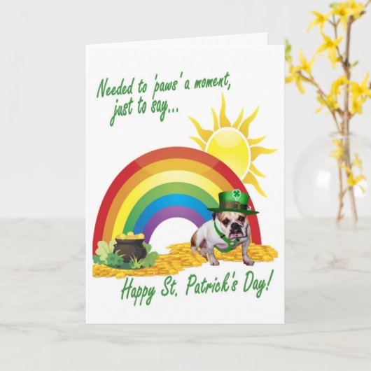3. De geweldige St. Patrick van de Buldog Kaart (Gele Bloem)