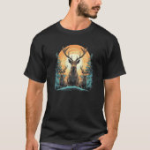 3 Deer With Full Moon in Background - Deer Lovers T-shirt (Voorkant)