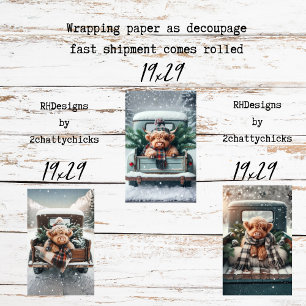 3 Delig Inpakpapier Decoupage Hoogland Koe Vel