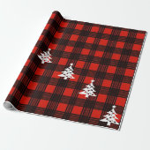 3-delige Buffalo Plaid Kerst Inpakpapier  (Uitgerold)