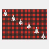 3-delige Buffalo Plaid Kerst Inpakpapier  Vel (Voorkant)