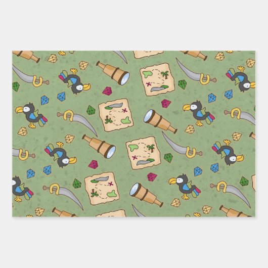 3 design - 1 cowboys en 2 piraten inpakpapier vel (Voorkant 3)