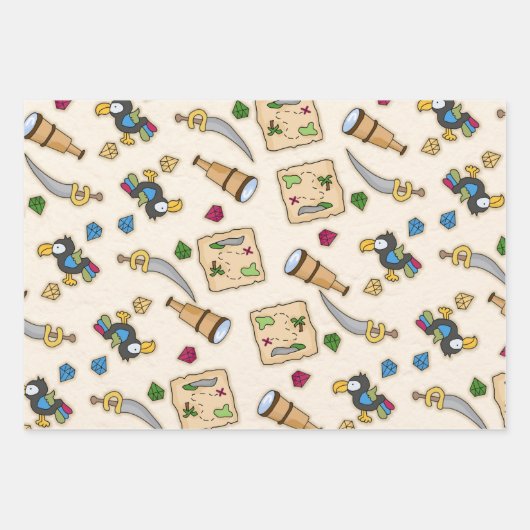 3 design - 1 cowboys en 2 piraten inpakpapier vel (Voorkant 2)