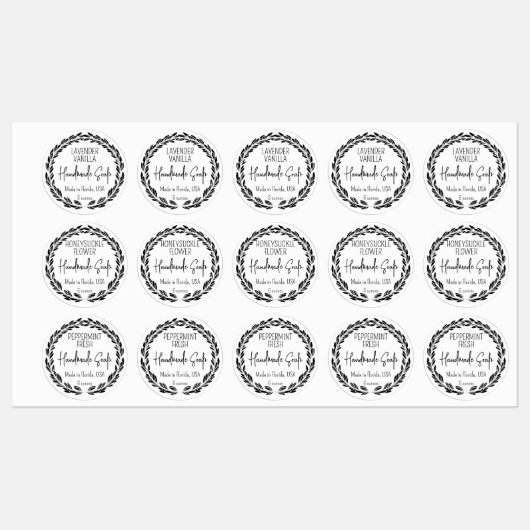 3 Design Custom Modern Leaf Border Waterdicht Labels (Vel)