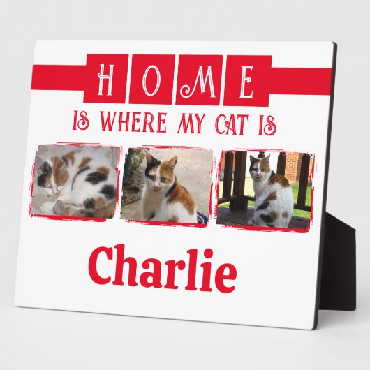 3 Dierlijk huisdier foto collage wit rood Fotoplaat (Zijkant)