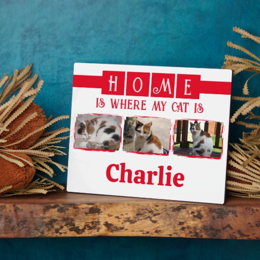 3 Dierlijk huisdier foto collage wit rood Fotoplaat (Zijkant)