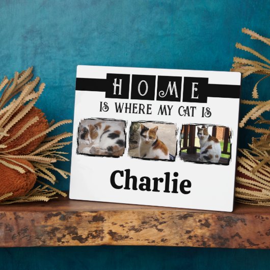 3 Dierlijk huisdier foto collage wit zwart Fotoplaat (Zijkant)