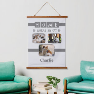 3 Dierlijke foto collage grijs Hangend Wandkleed