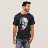 3 Dimensionaal Effect Blauwe Rode Schedel T-shirt (Voorkant volledig)