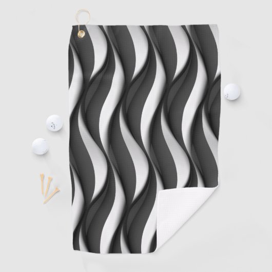 3 Dimensionaal golvend zwart en wit patroon Golfhanddoek (Insitu)