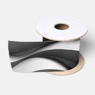 3 Dimensionaal golvend zwart en wit patroon Satijnen Lint
