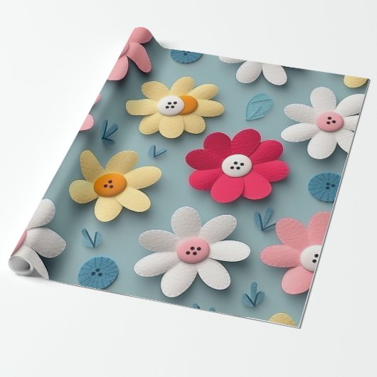 3 DImensional Flower Wrapping Paper Cadeaupapier (Uitgerold)