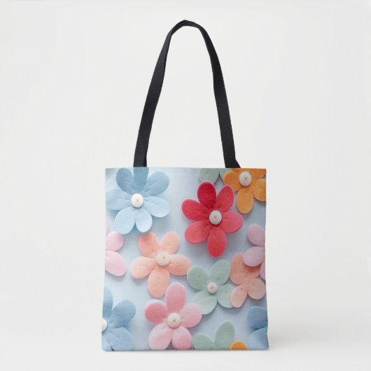 3 Dimensionale Bloemen Canvas tas (Voorkant)