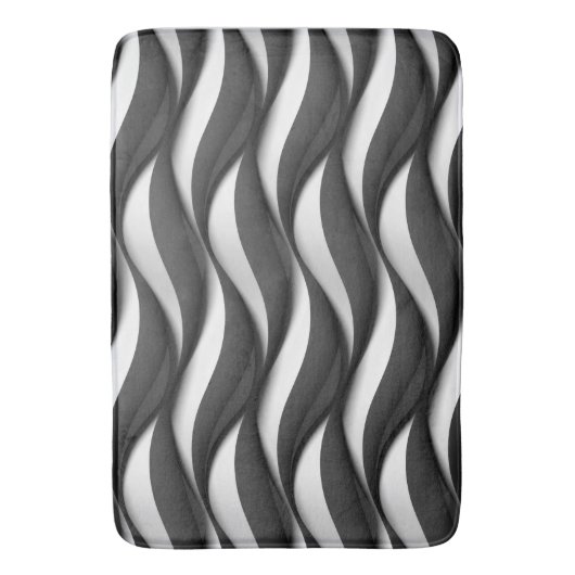 3 Dimensionale Wavy Zwart-wit Patroon Badmat (Voorkant Verticaal)