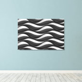 3 Dimensionale Wavy Zwart-wit Patroon Canvas Afdruk (Insitu (Houten vloer))