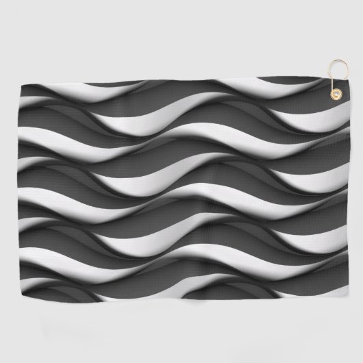 3 Dimensionale Wavy Zwart-wit Patroon Golfhanddoek (Horizontaal)