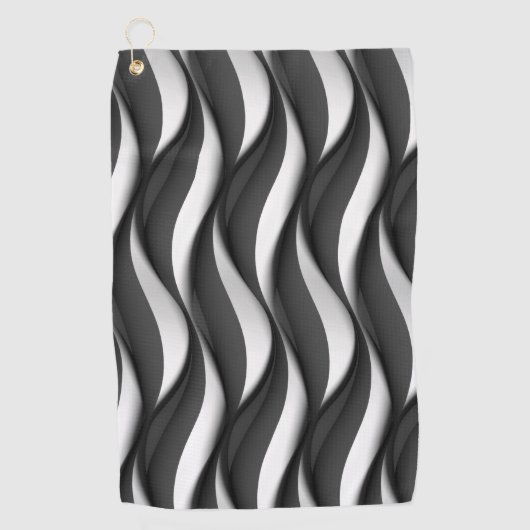 3 Dimensionale Wavy Zwart-wit Patroon Golfhanddoek (Voorkant)