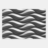 3 Dimensionale Wavy Zwart-wit Patroon Inpakpapier Vel (Voorkant)