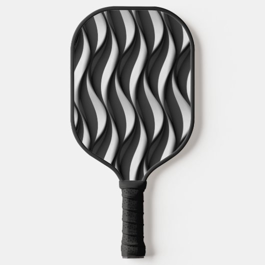 3 Dimensionale Wavy Zwart-wit Patroon Pickleball Paddle (Voorkant)