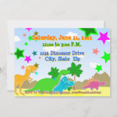 3 dinosauriërs op verjaardag uitnodigen kaart (Achterkant)