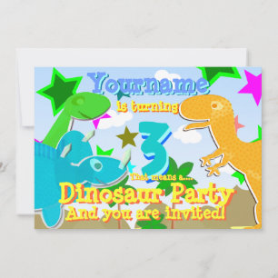3 dinosauriërs op verjaardag uitnodigen kaart