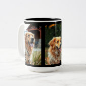 3 Dog Photos Heart Pawprints Gift Tweekleurige Koffiemok (Voorkant links)