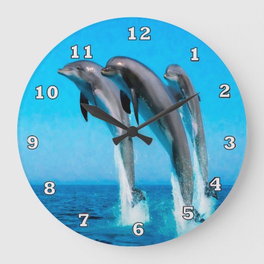 3 Dolphins Clock Grote Klok (Voorkant)