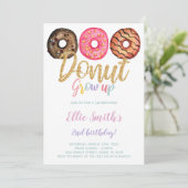 3 Donut Birthday-uitnodigingen Kaart (Staand voorkant)