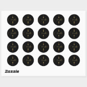 3 Dot Gold Block Creëer & zwarte achtergrond Ronde Sticker (Vel)