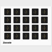 3 Dot Gold Block Faith & Zwarte Achtergrond Vierkante Sticker (Vel)